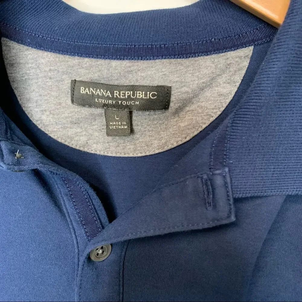 Banana Republic Navy Blue Polo Luxury Touch Sz Large